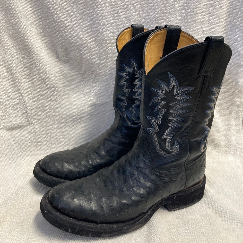 Justin Ostrich Skin Cowboy Boots Size 10.D